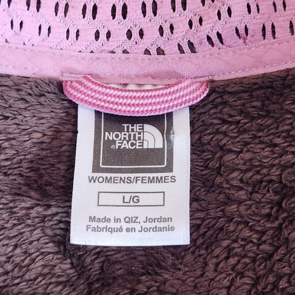 North Face Jacket Womens Large brown pink‎ 1/4 Zip Sherpa Texture Fleece Fuzzy - Picture 3 of 12